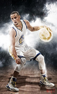 NBA球星库里帅气投篮高清图片(9)